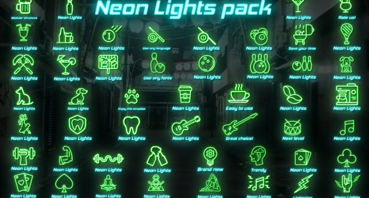 fcpx插件Neon Lights Big Pack(干净荧光标题模板)-1686316460-f6a6705e0e0de31-2